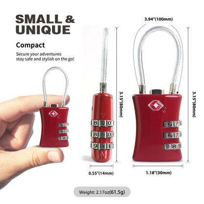UP Security Suitcase Locks TSA Approved, Small Padlock Combination, TSA Locks for Luggage, Combo Travel Padlock with Code for Backpack, Gym Locker, Ammo Can (Black+Red)