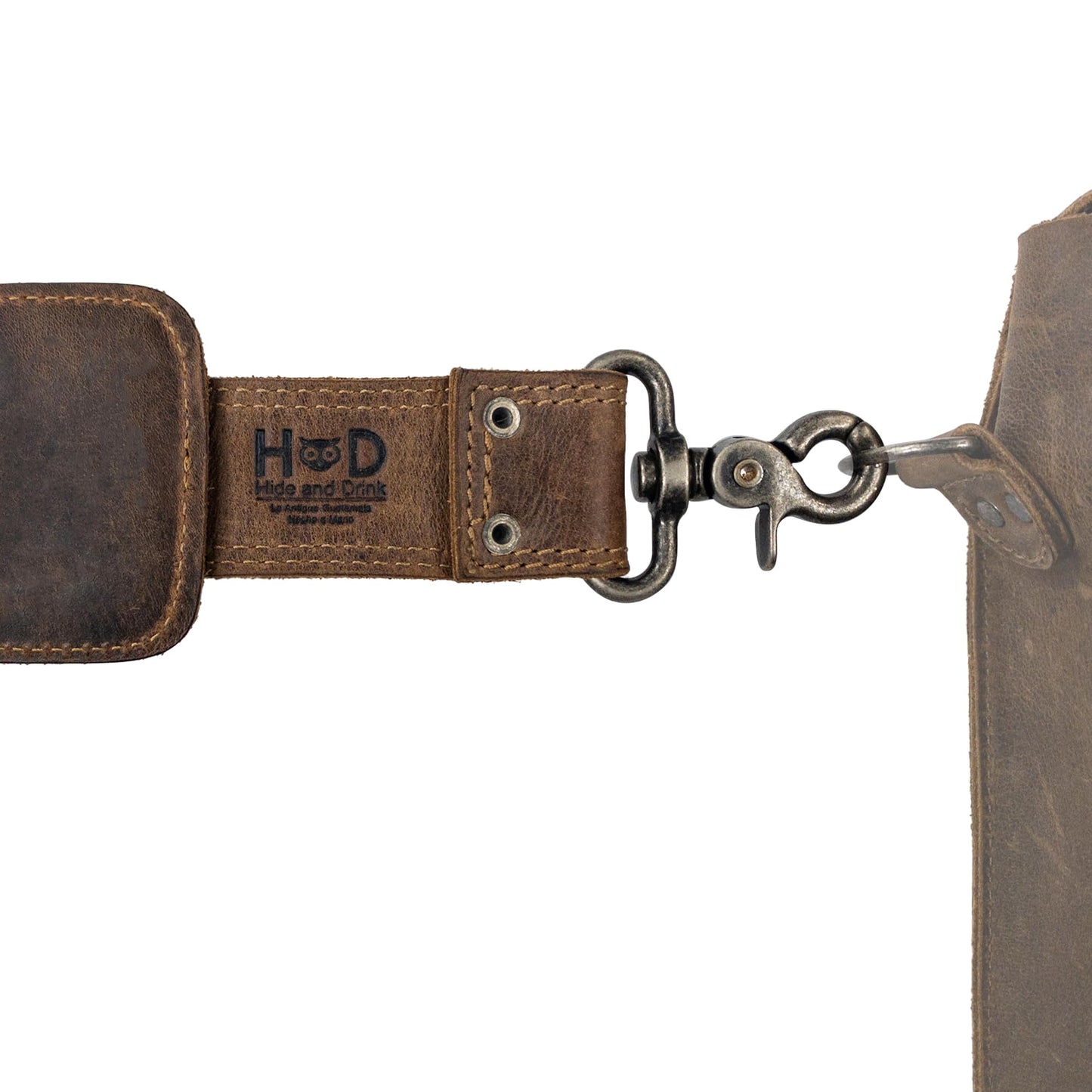 Hide & Drink, Full Grain Leather Adjustable Strap Replacement for Messenger, Duffle and Crossbody Bag, Handmade Shoulder Strap for Men and Women, Bourbon Brown
