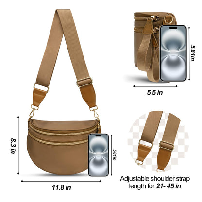 Checkered Crossbody Bag,Nylon Bum Bags for Women Crossbody,Spacious Sling Bag Purse Fanny Packs with Shoulder Strap