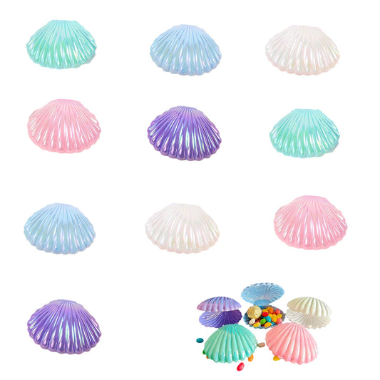 10Pcs Shell Candy Boxes Plastic Plastic Candy Containers Small Gift Box Jewelry Storage Box Seashell Containers Box for Wedding Birthday Baby Shower Christmas Party Favors Home Decor (10pcs)