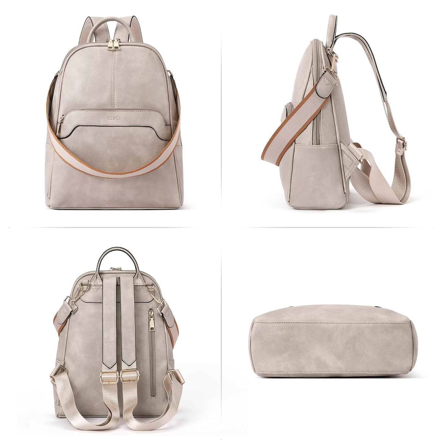 CLUCI Small Backpack for Women, Womens Backpack PU Backpack Purse for Women Leather Convertible Travel Backpack Shoulder Bags