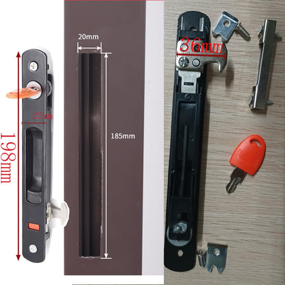 LINSHI Sliding Door Lock 2Pack Diecast Keyed Patio Sliding Door Handle Set for 1 in. to 1-1/8 in. Thick Sliding Glass Doors, Flush Mount, Keyed(Black)