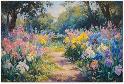 Yesad Colourful Iris Pictures, Wildflower Prints Floral Wall Art Flower Poster Botanical Neutral Art Farmhouse Wall Décor for Living Room Bedroom Kitchen Vintage Wall Art (Unframed,24”x16”,Iris)