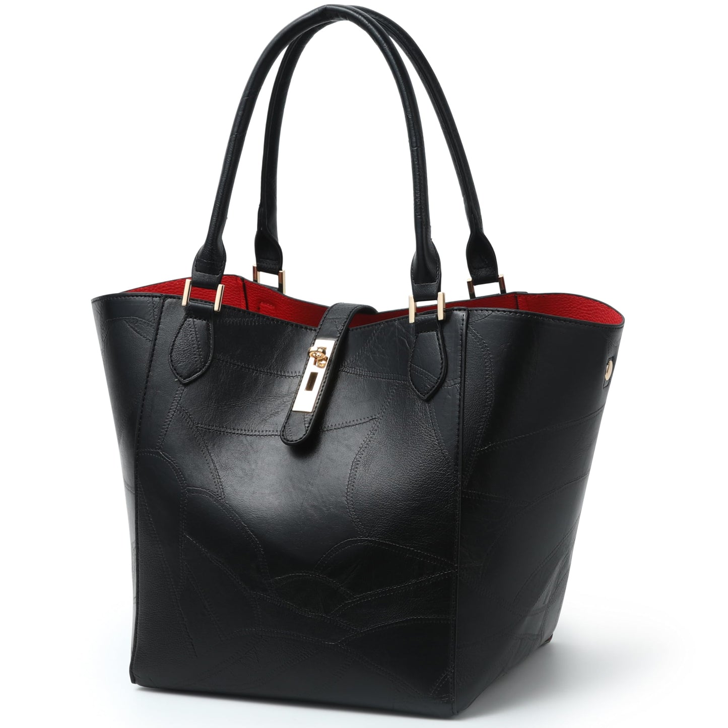 sqlp Large Work Tote Bag for Women Designer Purses and Handbags Big Bucket bags Womens Travel Shoulder Bag Black Patterned