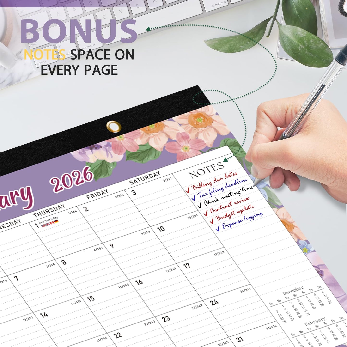 2026 Desk Calendar, Large Desktop/Wall Monthly Calendar (Jan. 2026 - Jun. 2027) 17'' x 12'' Personal Desk Planner for Teacher Family School Office Supplies