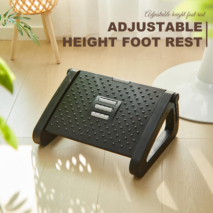 Beeveer 2 Pcs 6 Heights Adjustable Foot Rest for Under Desk at Work, Tilt Adjustable Footrest Ergonomic Foot Stool for Under Office Desks Chair Footrest for Leg Rests Home Pressure Relief(Black)