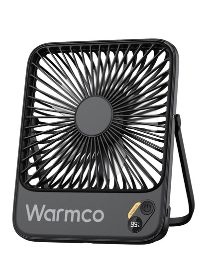 Warmco 10000mAh Portable Travel Fan 7-inch, [10-24H Runtime] Ultra-thin Digital Display Mini Desk Battery Operated Fan for Bedroom, Camping, Cruise Essentials 2025