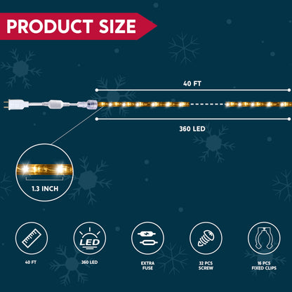 Joiedomi 40FT LED Candy Cane Rope Lights, Waterproof Outdoor 360 LED Christmas Decor Lights for Garden Yard Party Xmas Christmas Holiday Decorations (Warm White)