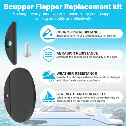1-3/4" Boat Scupper Flapper Replacement - for Boats Stainless Steel and Plastic Thru Hull Scuppers Scupper Valves Repair Kit - 2 Pcs
