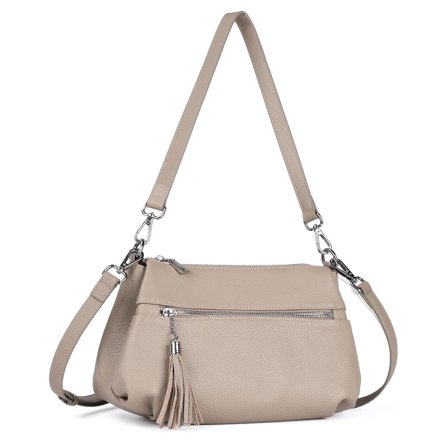 befen Soft Genuine Leather Crossbody Hobo Purses for Women, Women's Shoulder Bags Handbags with 2 Shoulder Straps Tassel