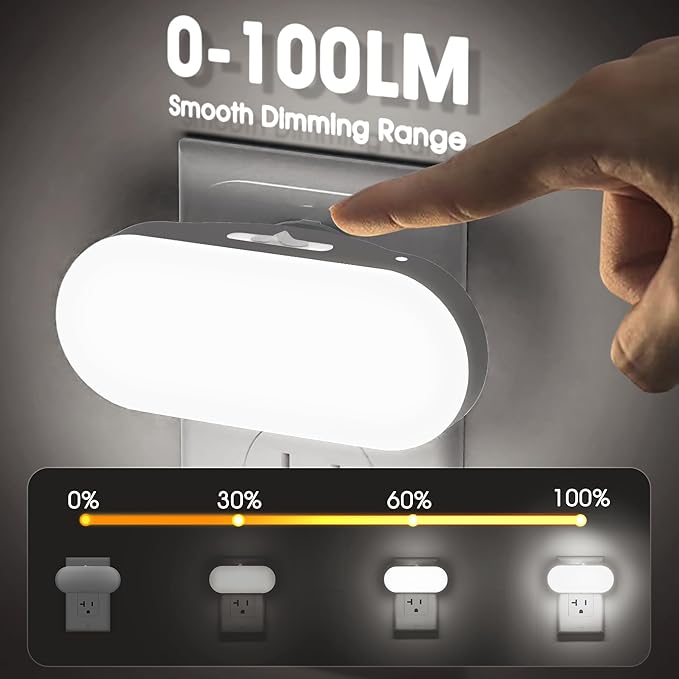 Briignite Plug in Night Light with Dusk to Dawn Sensor Night Lights Plug into Wall, Night Lights 2Pack, Adjustable Brightness, Daylight White Night Light for Kids 1W for Bedroom, Bathroom Stair