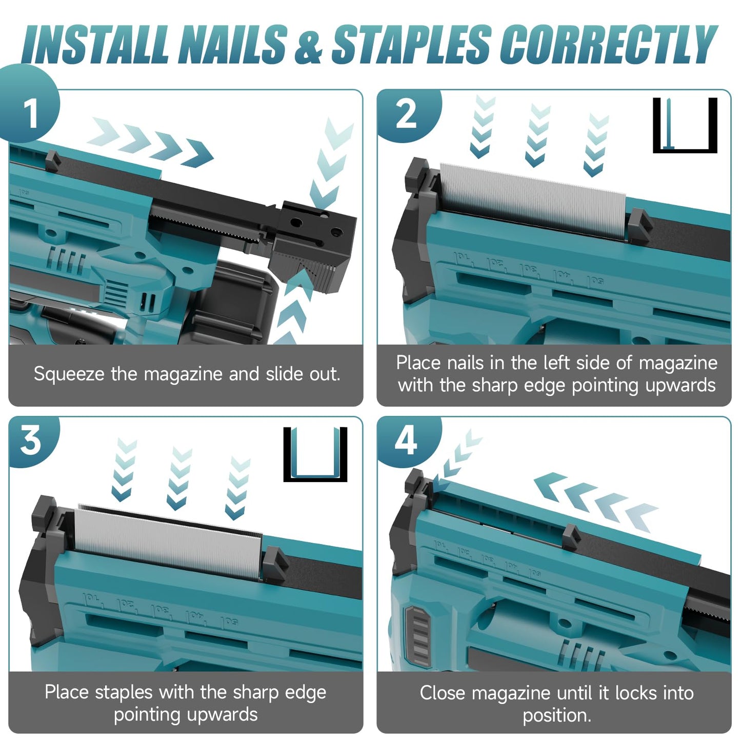 CAMXTOOL Nail Gun Cordless with 2Pcs 4.0Ah Battery, 18 Gauge 2 In 1 Brad Nailer & Staple Gun, Electric Nail Gun with 1000pcs Nails & 1000pcs Staples for Wood, Upholstery & DIY Projects, Depth Adjust