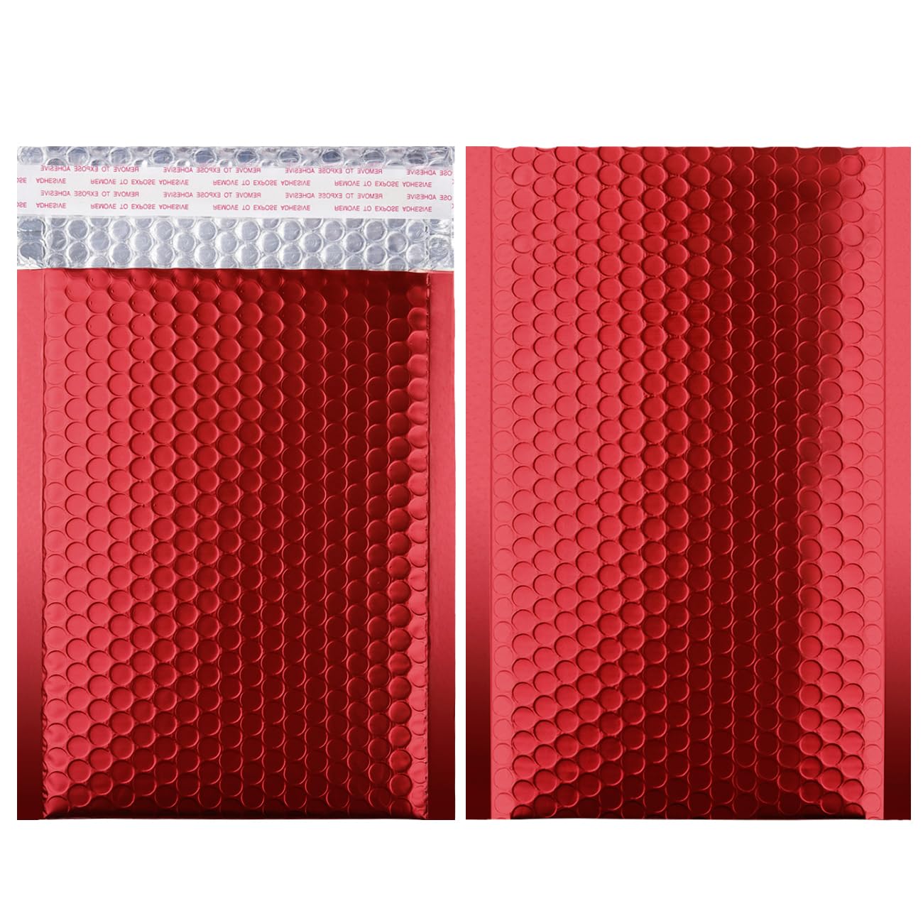 Metallic Matte Red Bubble Mailers - Durable 4x8 Inch Padded Envelopes with Secure Self-Seal Closure - Lightweight & Tear-Resistant Shipping Bags, Pack of 25