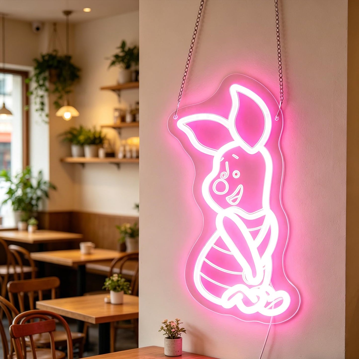 LED Anime Pig Neon Sign Pink Wall Art for Nursery, Baby,Kids Room,Girls Room,Dorm or Bedroom Decor, Dimmable USB, Sweet Uplifting Gift for Animal Lovers & Little Ones