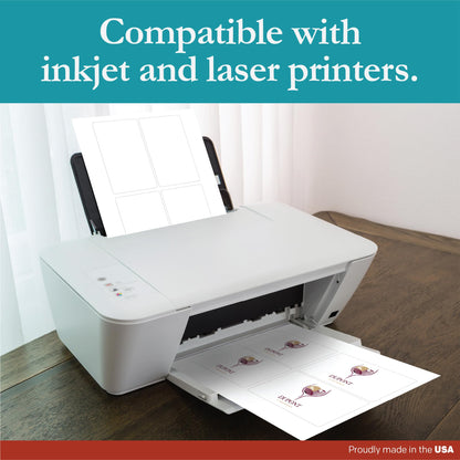 Premium Label Supply White Sticker Labels – 3" x 5" – Laser/Inkjet Compatible – (4 per Sheet), 25 Sheets – 100 Total Adhesive Labels