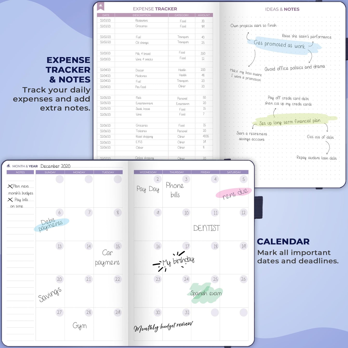 Clever Fox Bi Weekly Budget Planner – Undated Financial Organizer Book – Expense Tracker, Budgeting & Bill Notebook, A5 (Blue)
