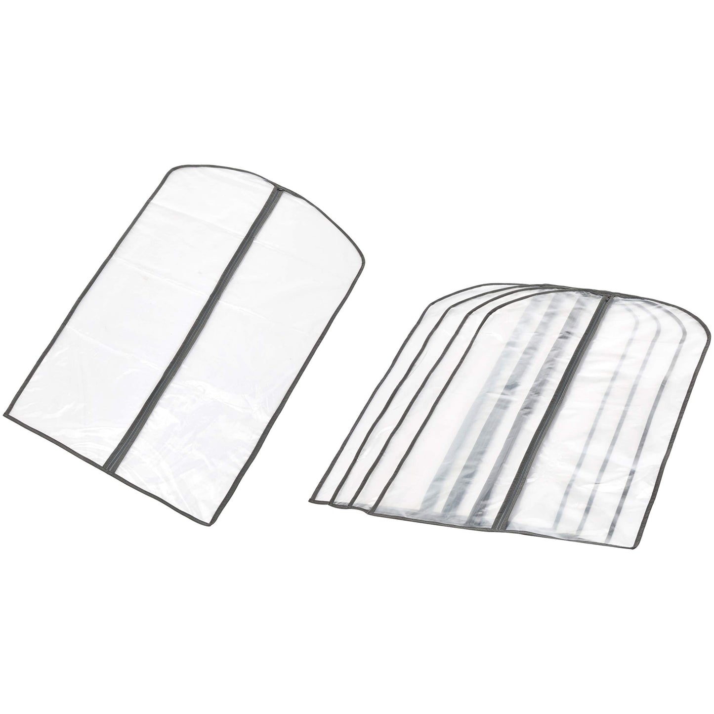 Amazon Basics Zippered PEVA Garment Bag, Dust Cover for Clothing Protection, Translucent White, 5-Pack