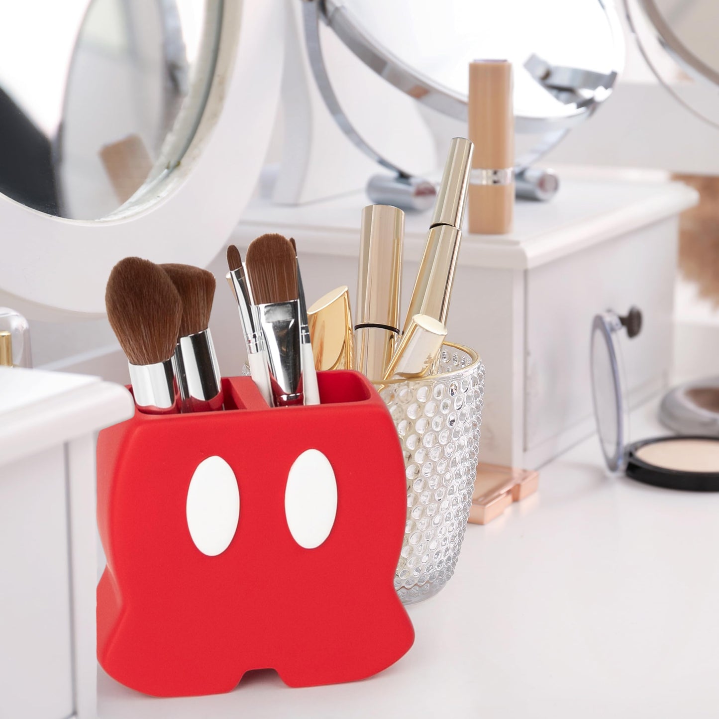 Jay Franco Disney Mickey Mouse Toothbrush Holder - Red Resin Pencil Holder - Bathroom Storage