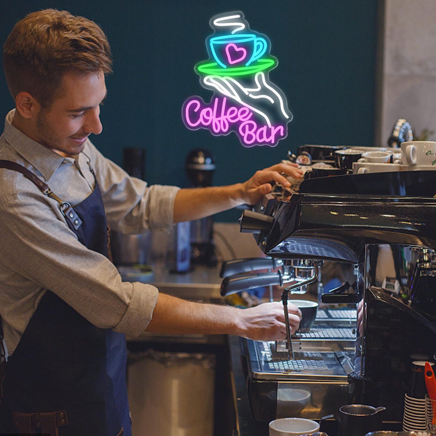 UExnkj-Y Coffee Bar Neon Sign for Wall Decor, Cafe Neon Light with USB Dimmable LED Neon Coffee Light Up Sign for Cafe Bar, Shop Business, Restaurants, Kitchen Party Decoration Gifts
