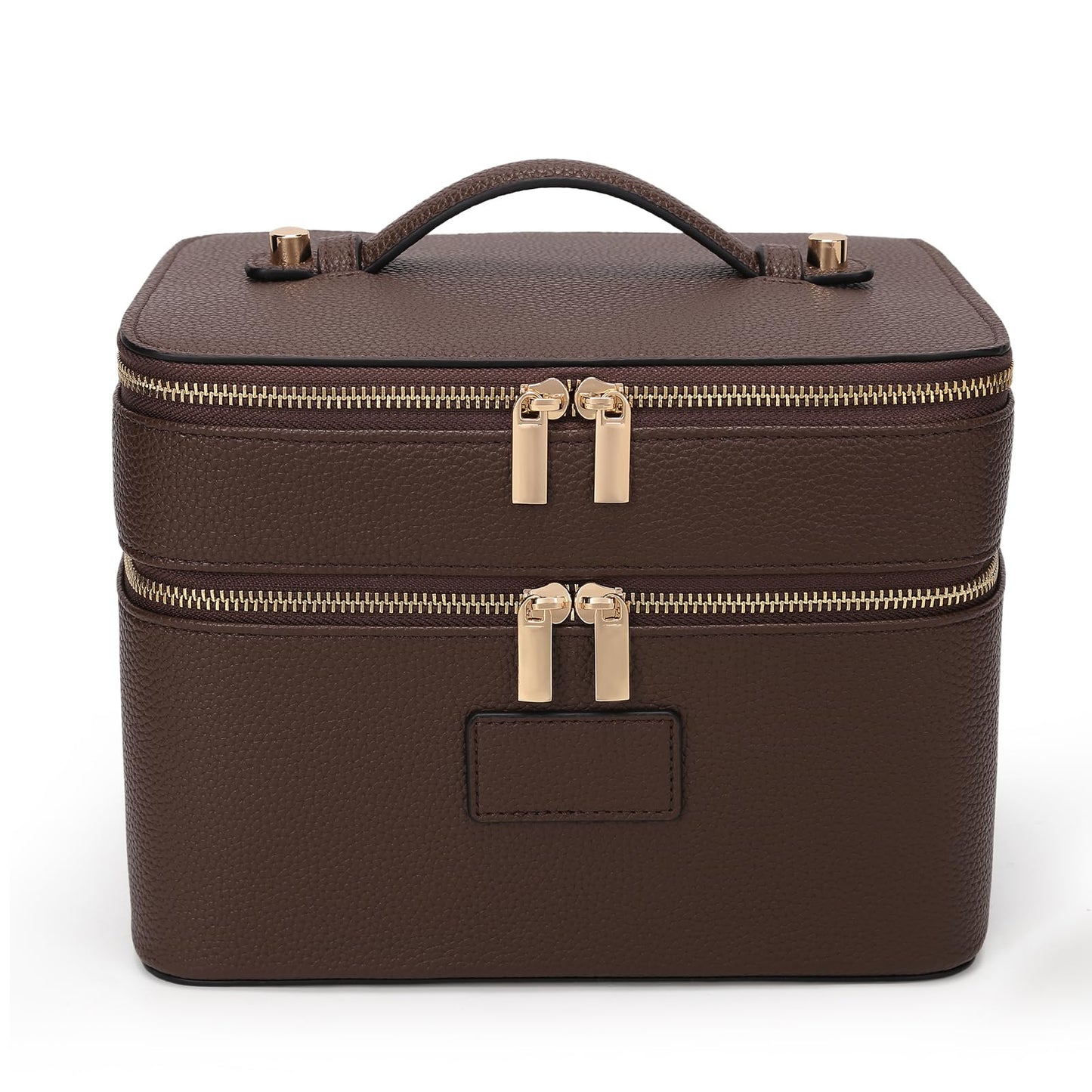 HiTotes Large Makeup Bag Duo Vanity Case for Women Leather Makeup Case Travel Toiletry Bag Portable Double Layer Cosmetic Bag