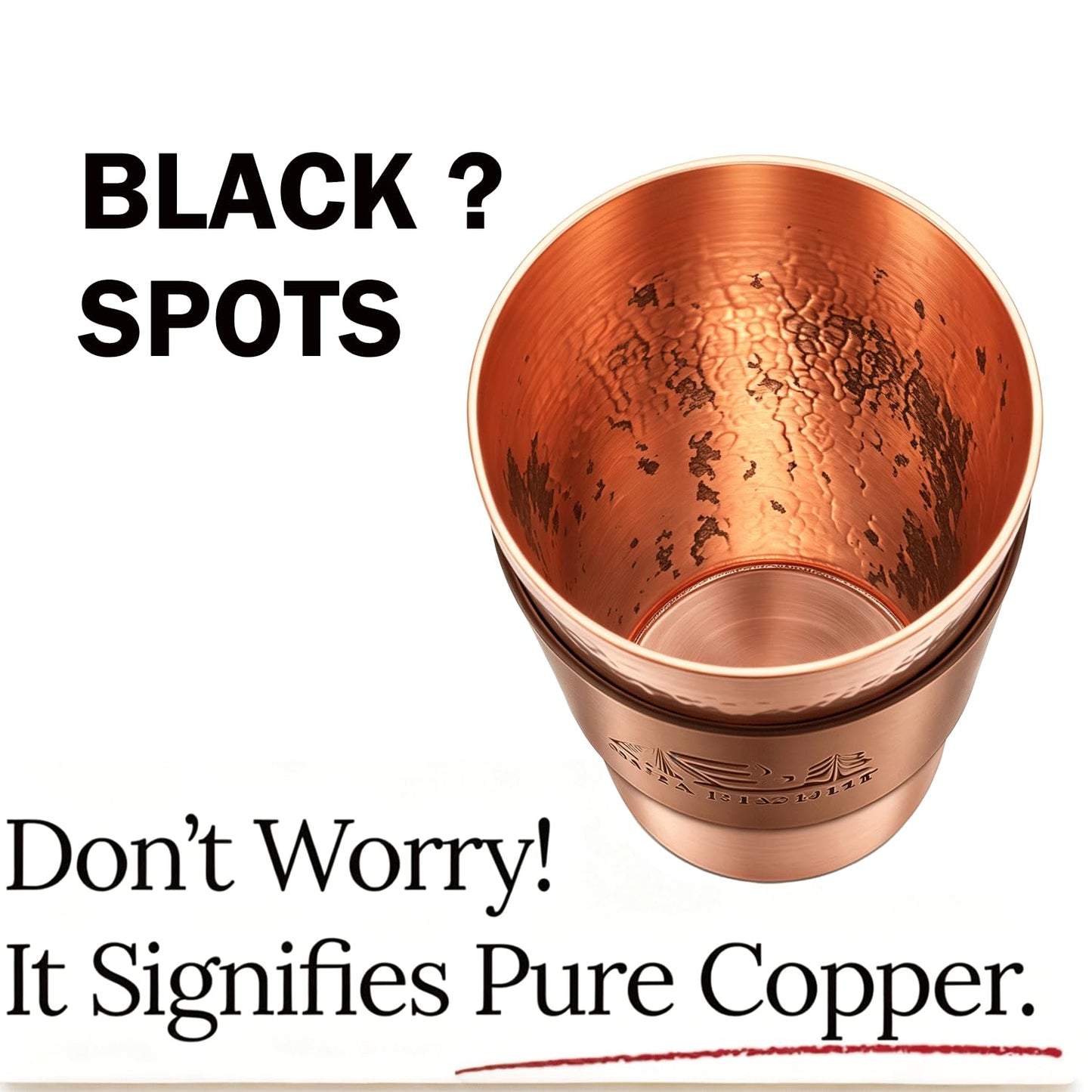13.5 oz Copper Cups - Hammered Ayurvedic Pure Copper Drinking Cups with Heat-Resistant Leather Sleeves - Promote Detoxification and Maintain Health, Suitable for Yoga, Meditation or Camping. (3)