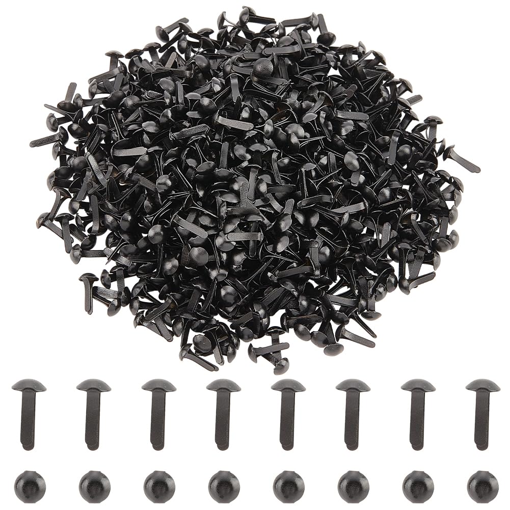 PH PandaHall 1000pcs Mini Brads Fasteners Black Metal Paper Fasteners Iron Scrapbooking Brads Pastel Brads for Paper Crafts School Project Decorative Scrapbooking DIY Supplies 4.5x8mm