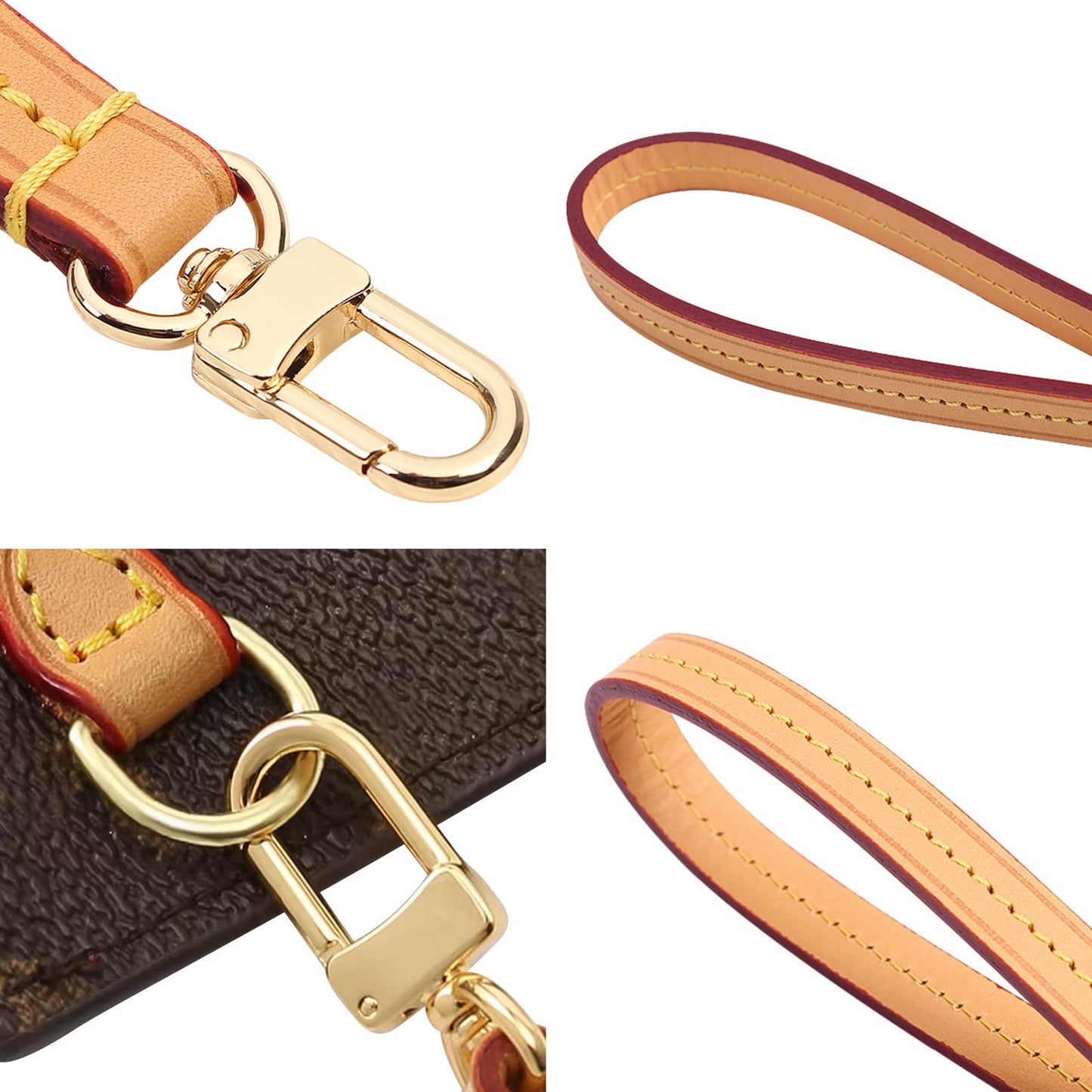 jiesinlov Purse Hand Wrist Strap,Vachetta Leather Replacement Wristlet Keychain Strap for Clutch Bag(Width:0.43in&Length:8.5in-Beeswax)