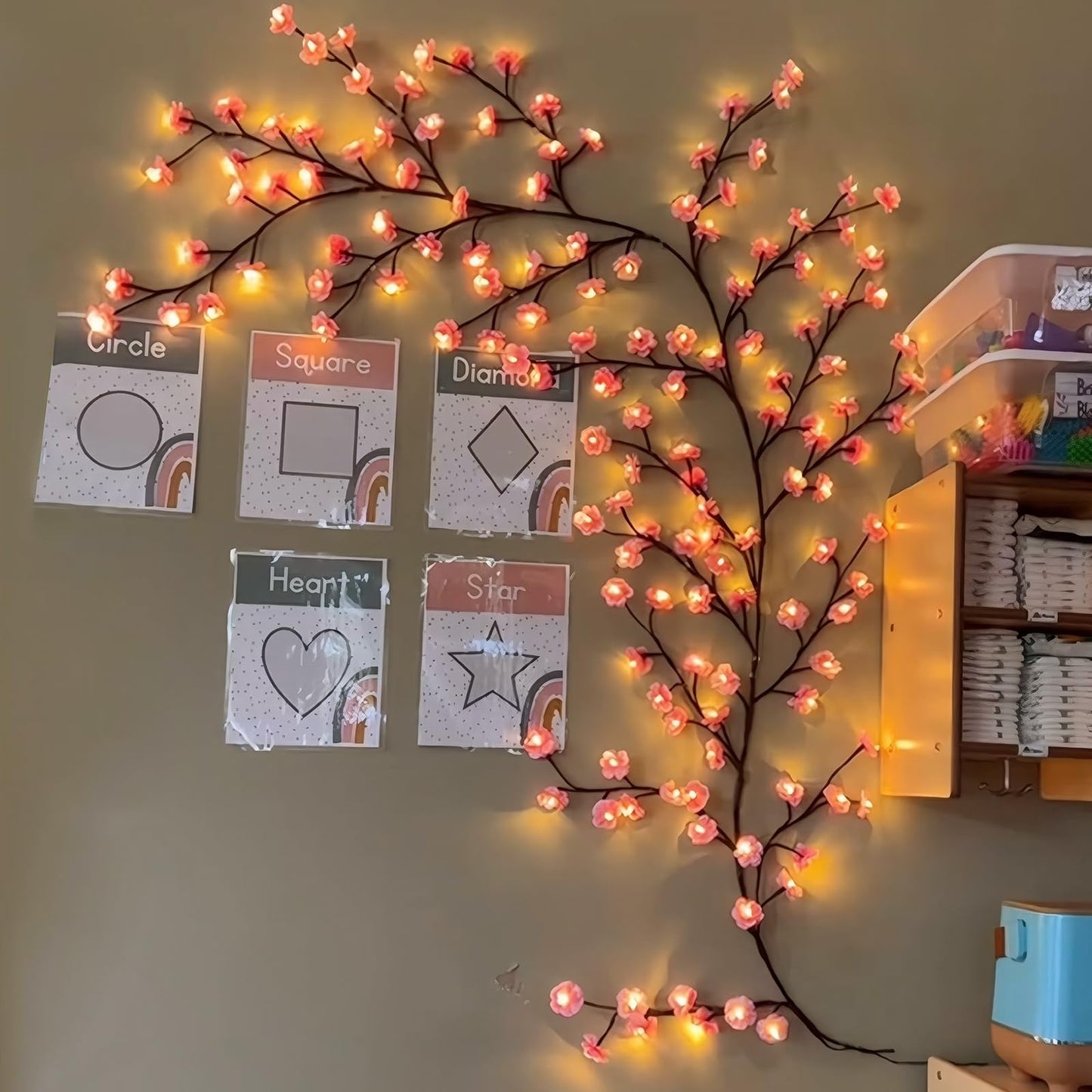 BomKra Cherry Blossom Tree Branch Lights for Wall,Cherry Enchanted Willow Vine Lights,with 72 LED and 8 Lighting Modes,Remote Timer,for Bedroom Wall Doors Windows Wedding Christmas Holiday (63inch)
