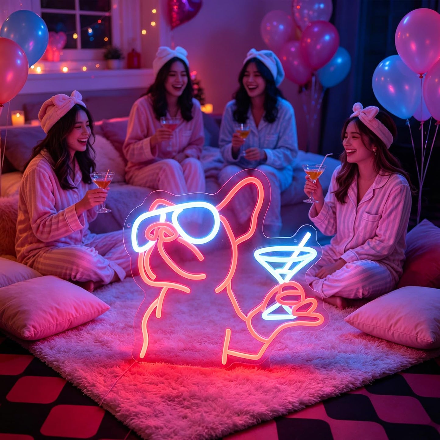 French Bulldog Drink Led Neon Light,Dog Cocktail Neon Sign,Pet Animal Room Wall Decor,Game Room Wall Art Decor, Dog Lover Gifts,Christmas Birthday Gifts