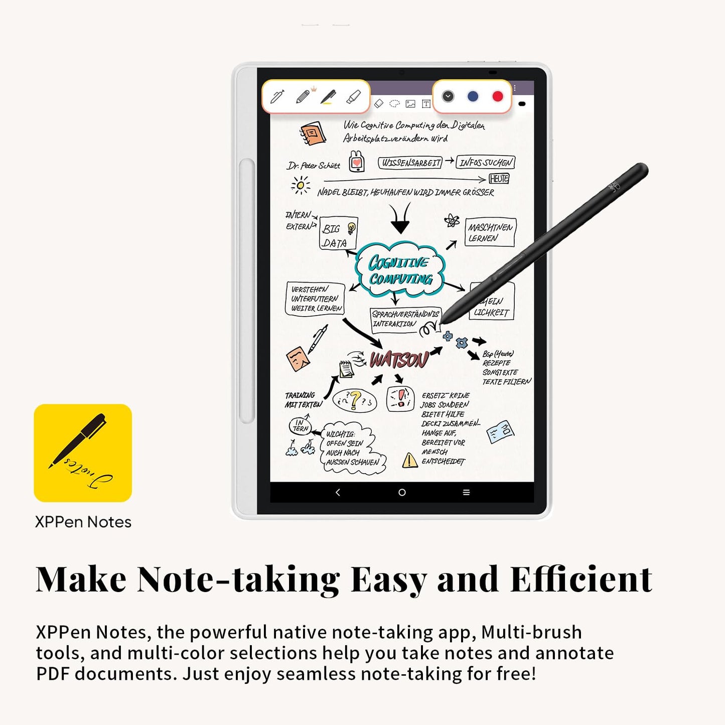 XPPen 3 in 1 Color Digital Notebook 10.95'' Paper Note Taking Tablet with 16384 Pressure Levels Battey-Free X3 Pro Pencil 2 Magnetic Folio 6+128GB Magic Note Pad for Writing/Reading/Meeting/Study