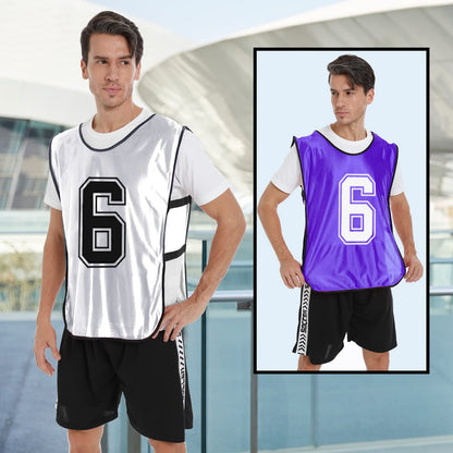 PULUOMASI 12 Pcs Sports Pinnies Numbered for Soccer Basketball Training
