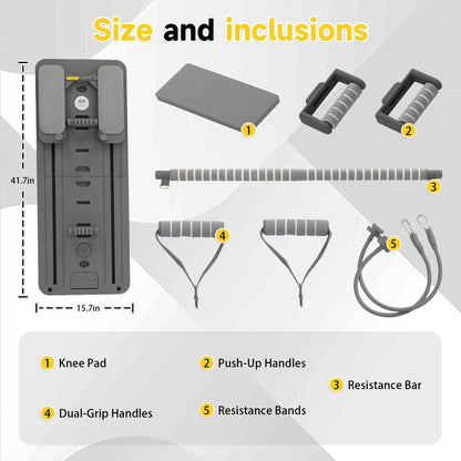 COSIEST Pilates Board for Home Use, Foldable Pilates Reformer Set with Resistance Bands, All-in-One Professional Workout Fitness Equipment for Core, Abs, Glutes, Legs, Butt, Arms Toning (Dark Grey)
