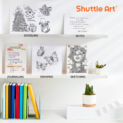 Shuttle Art Retractable Mild Gel Ink Pens - 22 Pack, Black Ink, Cute Fine Point Pens for Writing, Journaling & Notes