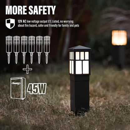 Low Voltage Landscape Lights Outdoor Pathway Lighting 8 Pack LED Path Lights 12V Landscape Light Mission Collection Bollard Decoration for Outdoor Outside Garden Driveway 8419-4321-08