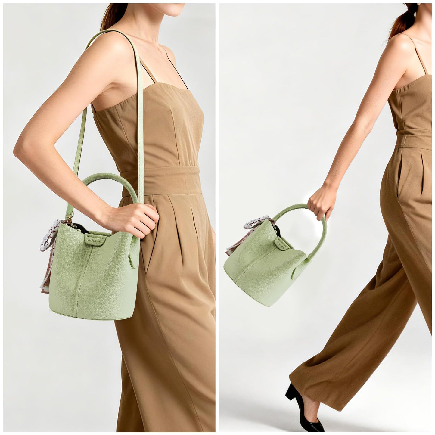 Mini Bucket Bags for Women, Vegan Leather Small Crossbody Purse with Removable Straps Trendy Top Handle Shoulder Straps