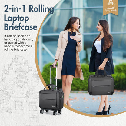 Lekebobor Rolling Laptop Bag - Rolling Laptop Briefcase on Wheels for Women/Men Fits Up to 15.6Inch Rolling computer Bags Water Resistant for Travel Work and Business (Blue)