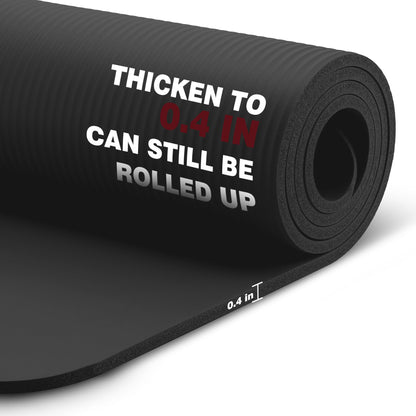 KEEP Extra Thick NBR Yoga Mat for Women & Men, 10mm Thick, 72”x24” Large Exercise Mat with Non-Slip Workout Mat for Yoga, Pilates, Stretching, Meditation – Wide & Cushioned Fitness Mat,Black