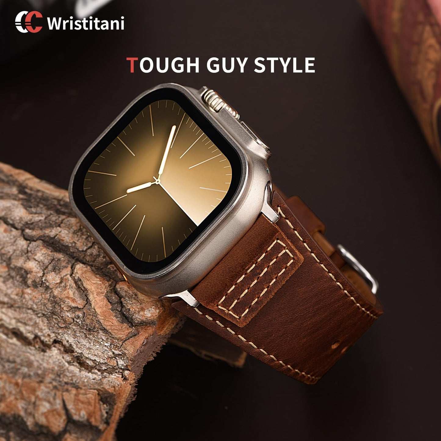 Wristitani Leather Bands Compatible With Apple Watch Band 42mm 41mm 40mm 38mm for Men, Top Grain Genuine Leather Replacement Strap for iWatch SE3/2/1 Series 11 10 9 8 7 6 5 4 3