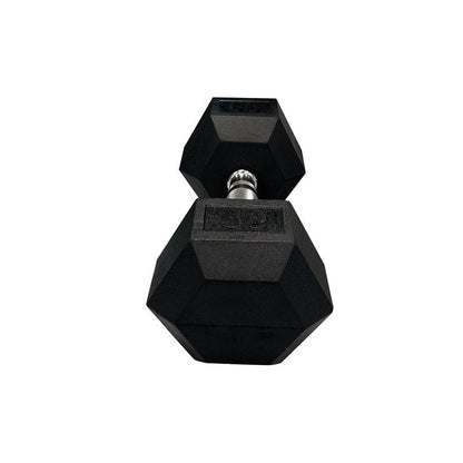 GYMENIST Single Hex Rubber Dumbbell with Metal Handles Exercise Heavy Dumbbell Workout Weights Sold As Singles (25-LB Pair), Black