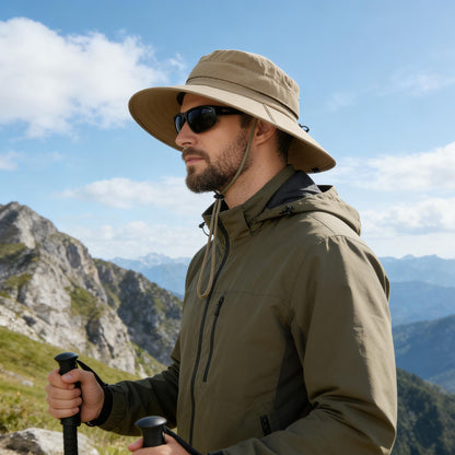 Men's UPF 50+ Waterproof Wide Brim Boonie Hat, Sun & Rain Protection Camel