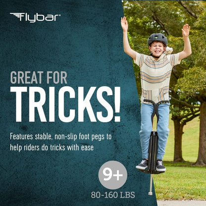 Flybar Master Pogo Stick for Kids Ages 9+, 80–160 lbs – Easy Grip Handles – Active Exercise Toy for Tweens & Teens – Outdoor Toy with Non-Slip Foot Pegs for Boys and Girls – No Assembly Needed
