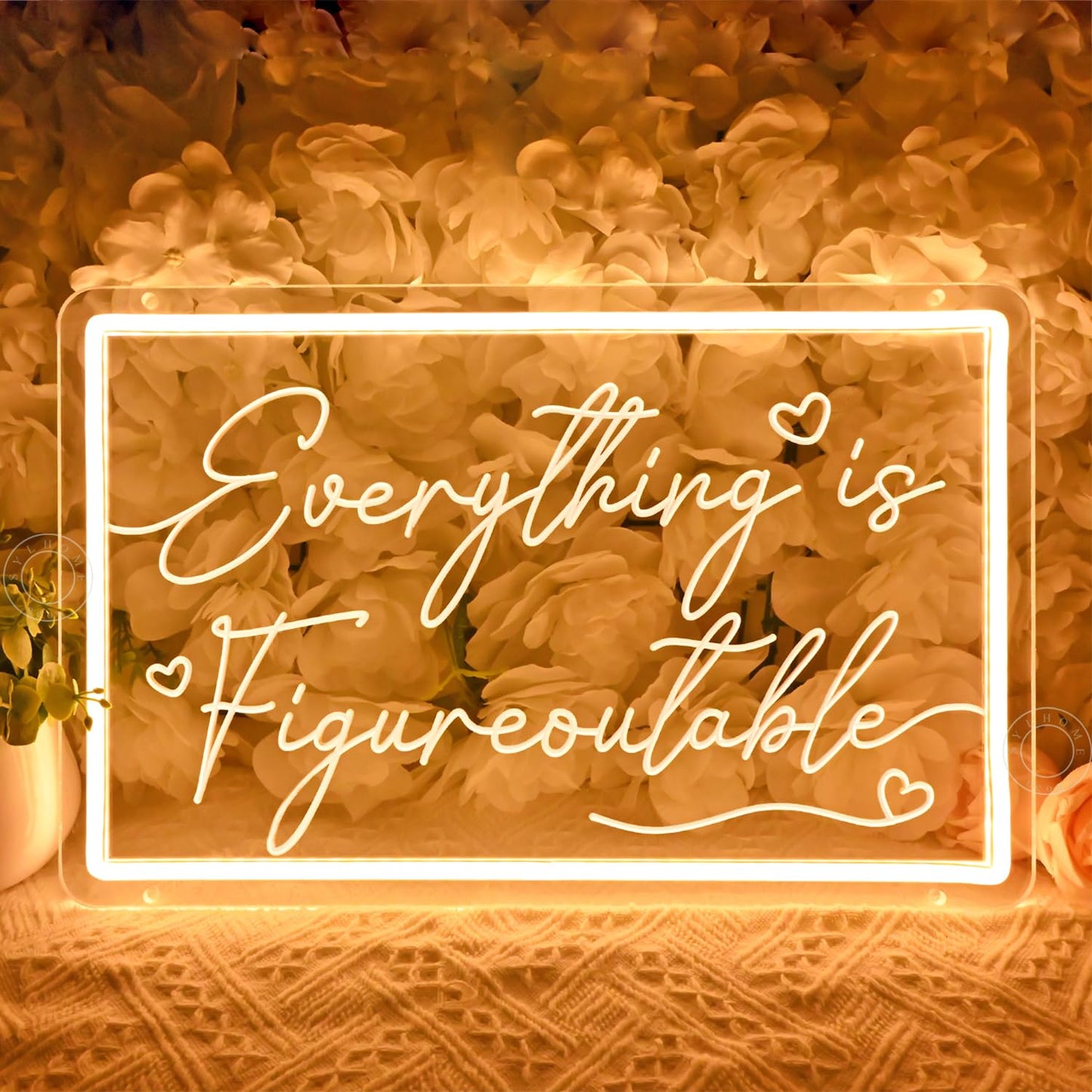 SYLHOME Everything Is Figureoutable Led Neon Light Sign Home Office Desk Shelf Inspirational Wall Sign Decor Uplifting Positive Coworker Decor 15.75" X 10" USB