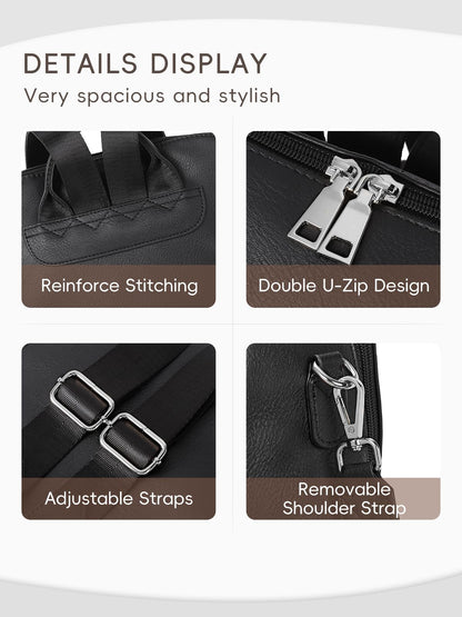 CLUCI Backpack Purse for Women Backpack Purse Black Leather Anti-theft Large Fashion Designer Travel Bag Ladies Shoulder Bags