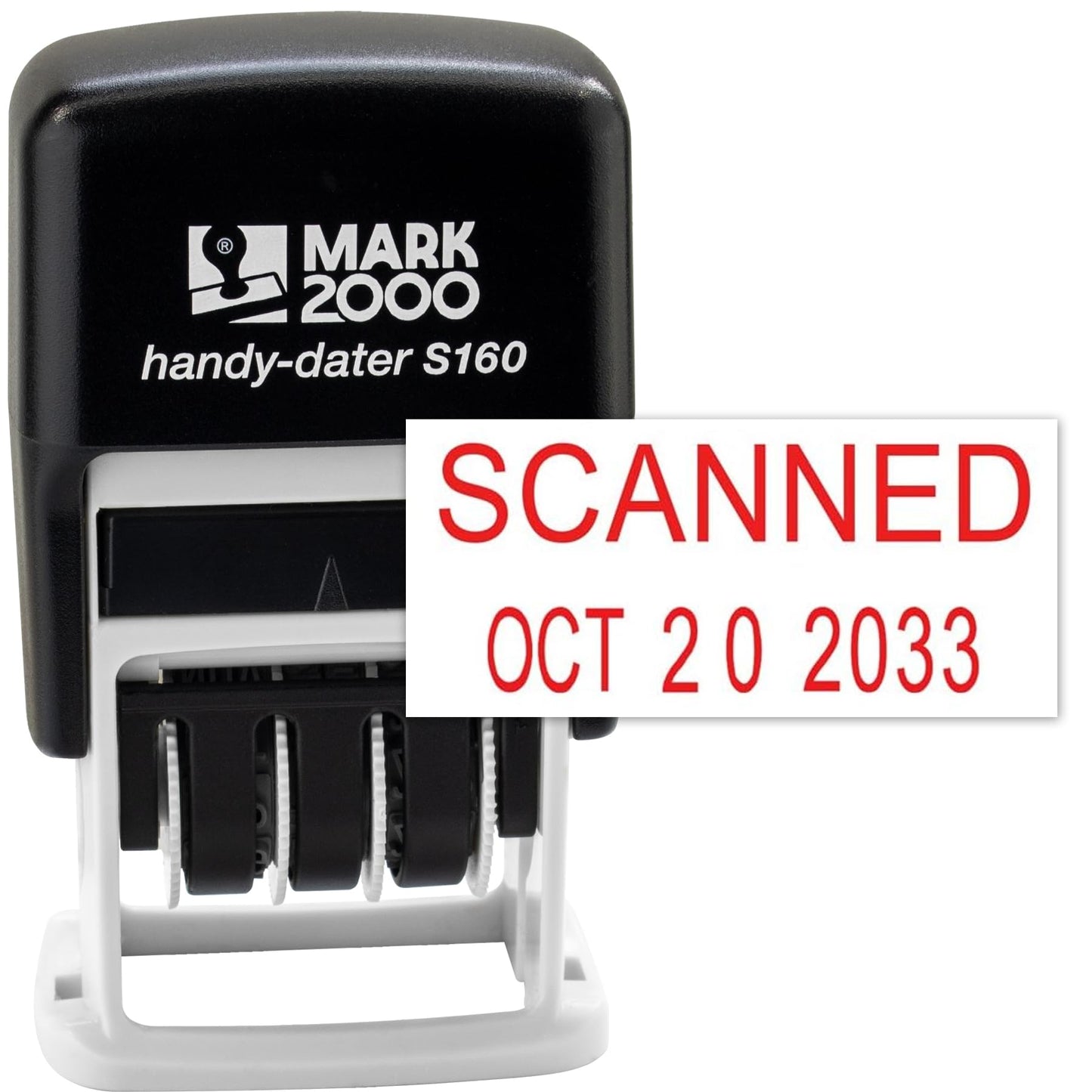 Mark 2000 Self-Inking Rubber Date Office Stamp with Scanned Phrase & Date - Red Ink (Handy-Dater S160), 12-Year Band