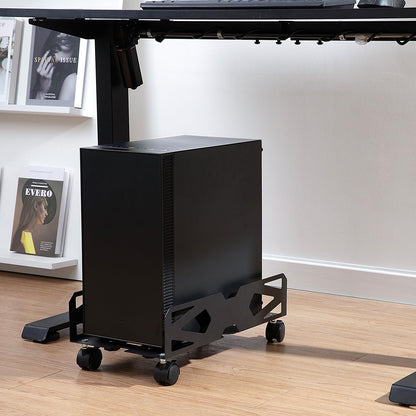 Hovadova Adjustable Computer Tower Stand, Ventilated PC Tower Stand with 4 Caster Wheels,Mobile Under Desk CPU Holder, PC Cart, Computer Riser for Most Gamers and Students