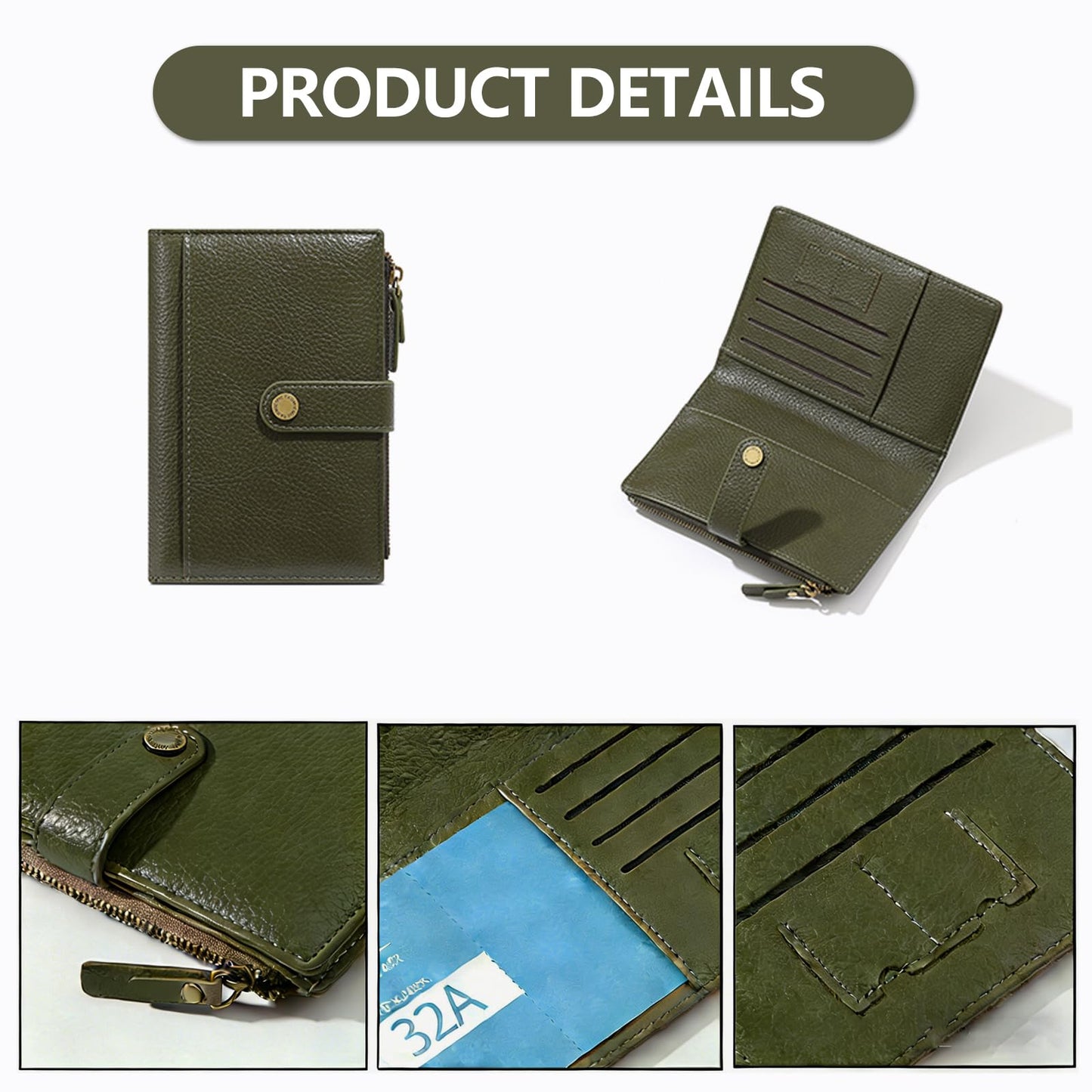 Slim RFID Blocking Passport Holder Wallet,PU Leather Travel Card Organizer,Lightweight Passport Case for Women Men (Green)