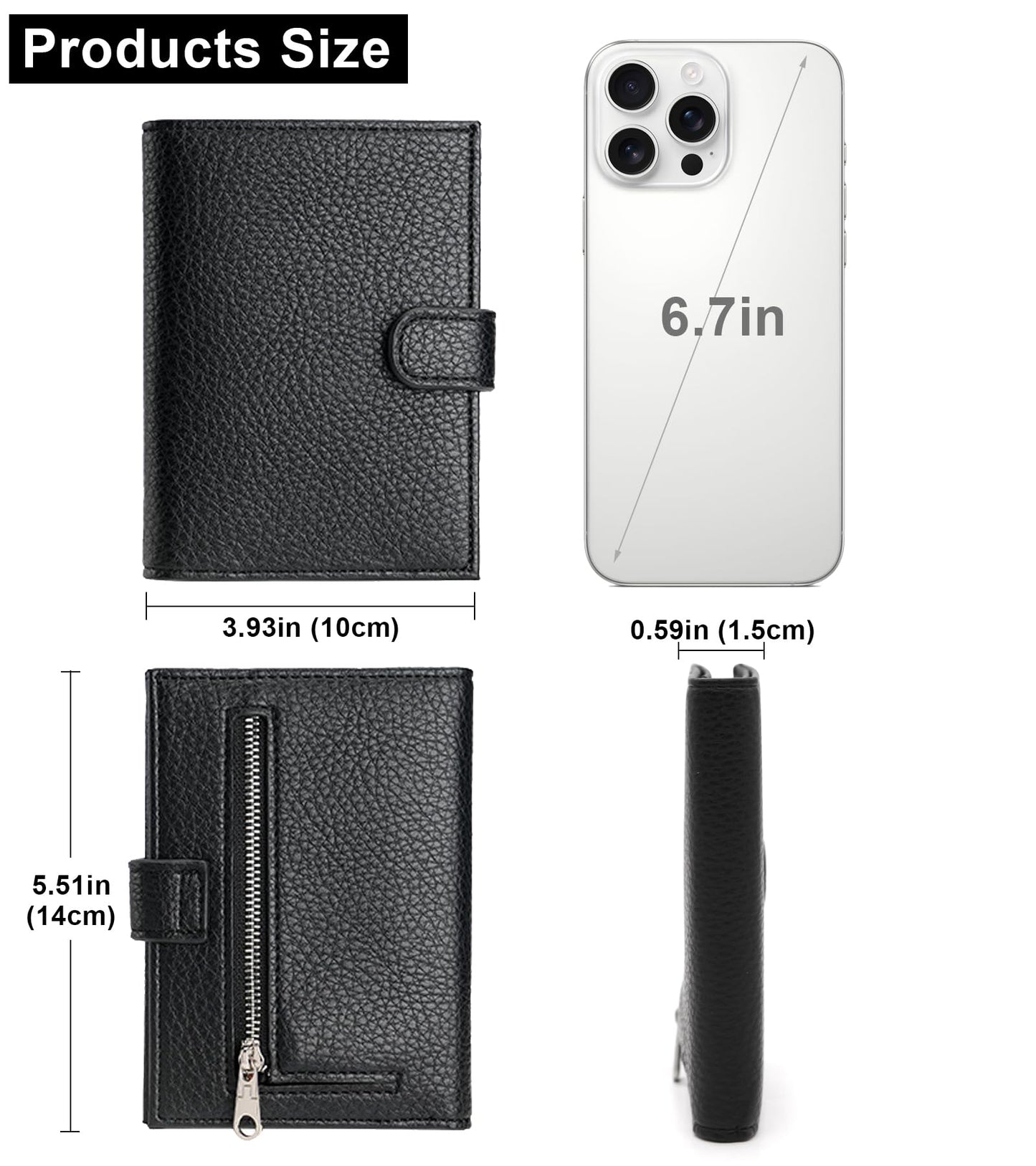Long Keeper RFID Passport Holder Women Men PU Leather Travel Slim Wallet with Card Holders SIM Slots Zippered Coins Pocket (White)