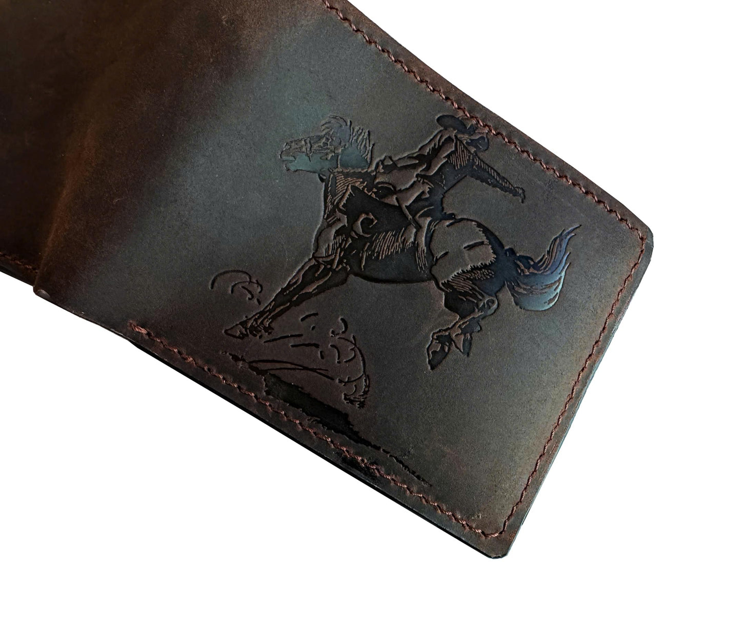 Mayan Corner - Authentical leather handcrafted wallet, distressed bifold wallet, classic gift for dad - Cowboy