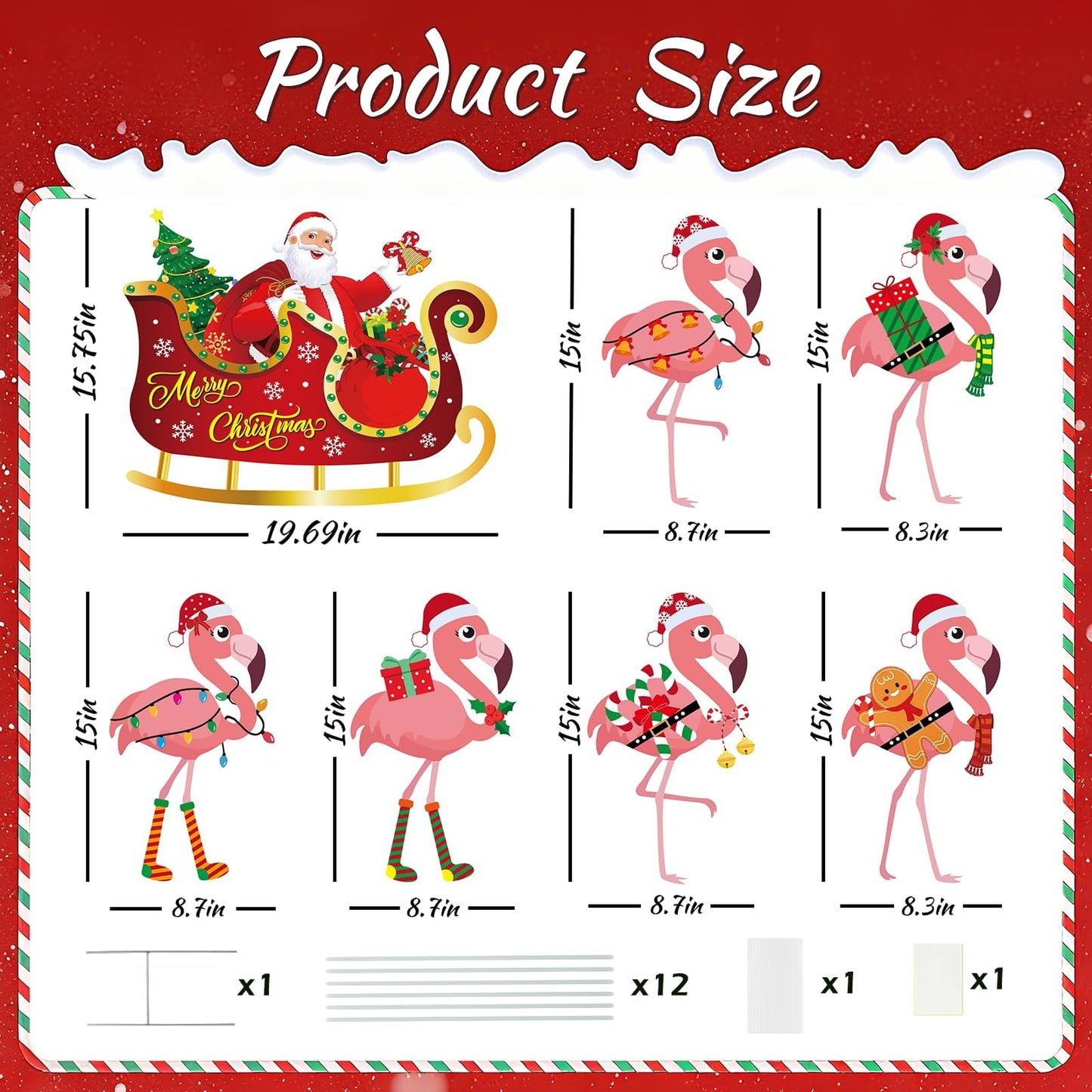 ARQRHTLY 7pcs Christmas In July Flamingo Yard Sign with Stakes Waterproof Outdoor Lawn Garden Holiday Decoration for Patio Front Yard Pool Party Beach Seasonal Festive Decor Eye Catching Flamingo Sign