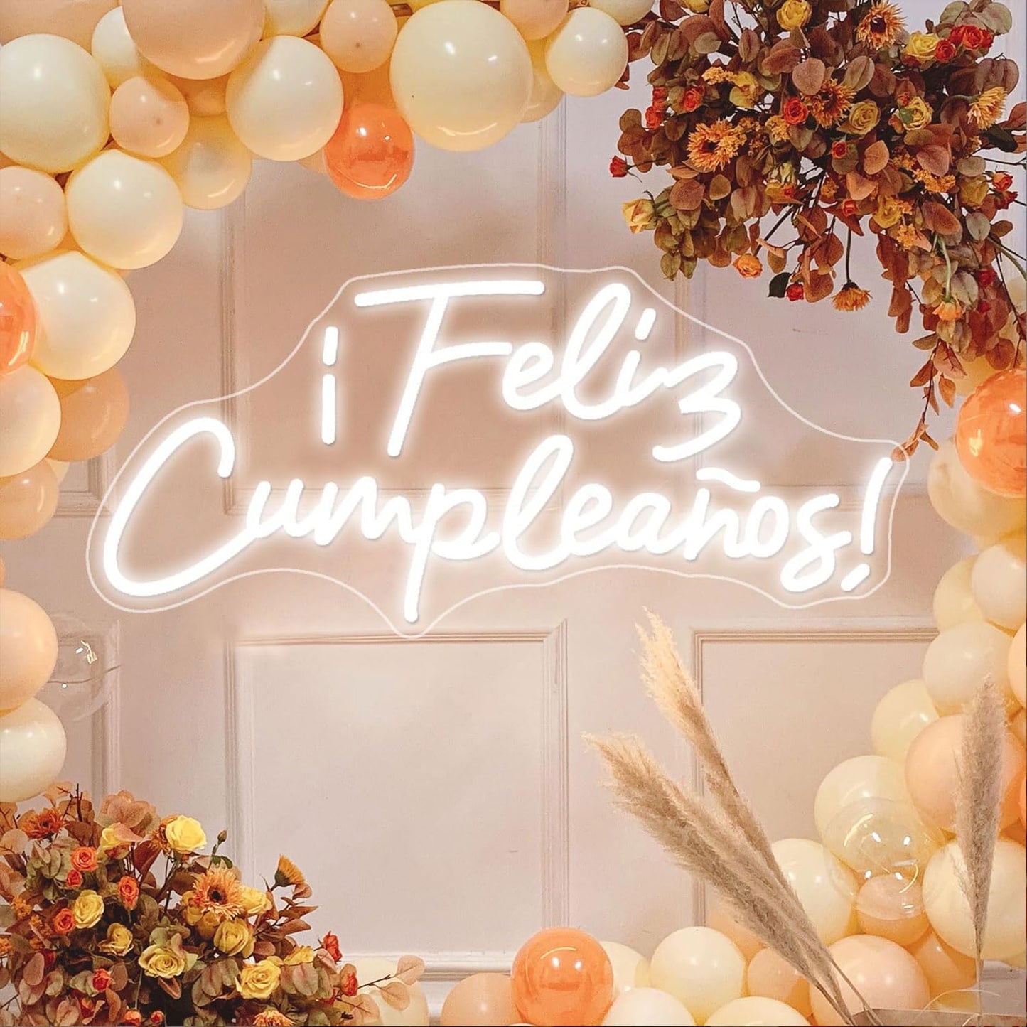 Happy Birthday Banner ¡Feliz Cumpleaños LED Neon Sign Larger for Wall Decor with USB Chain Light Modulator Reusable Custom Led Sign Art Decorations Bar Wedding Home 20.53"x9.44"